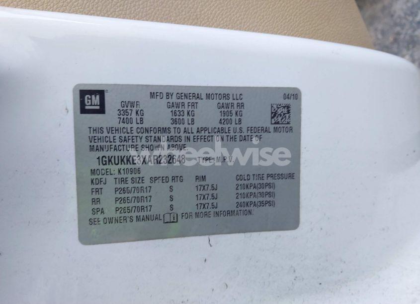 Photo 9 of 2010 Gmc Yukon XL 1500 SLT (VIN 1GKUKKE3XAR232648)