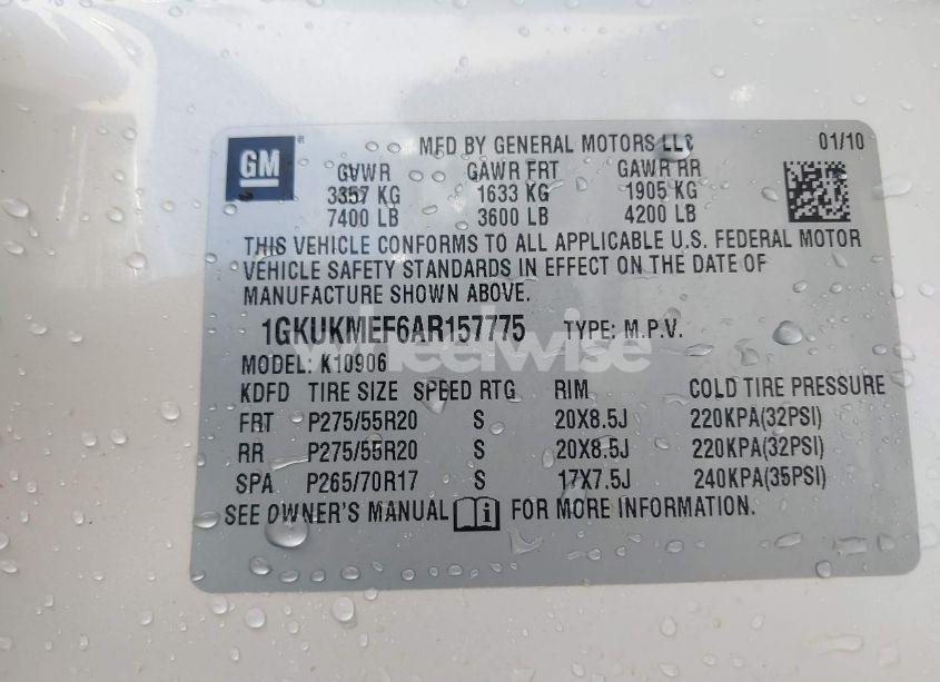 Photo 9 of 2010 Gmc Yukon XL 1500 DENALI (VIN 1GKUKMEF6AR157775)