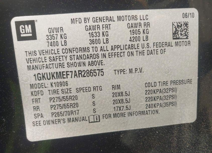 Photo 9 of 2010 Gmc Yukon XL 1500 DENALI (VIN 1GKUKMEF7AR286575)