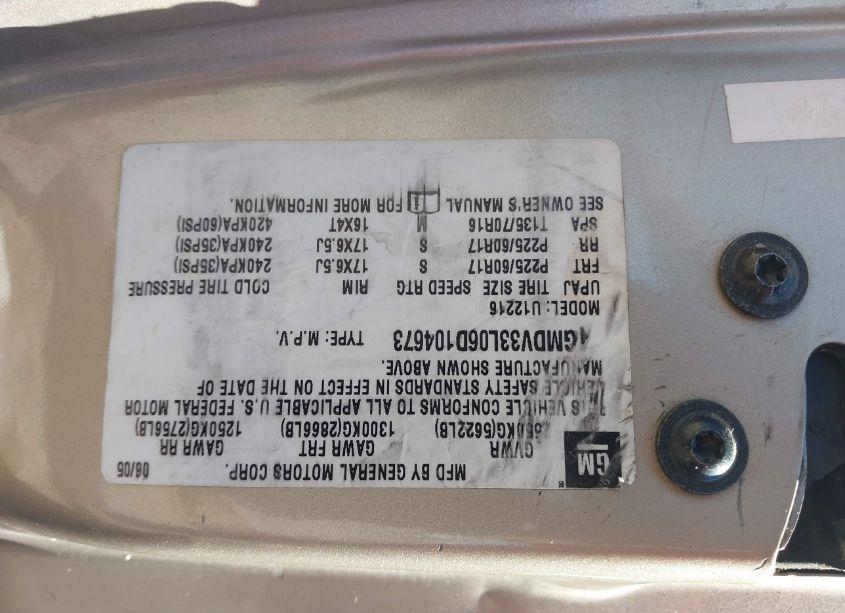 Photo 9 of 2006 Pontiac Montana SV6 (VIN 1GMDV33L06D104673)