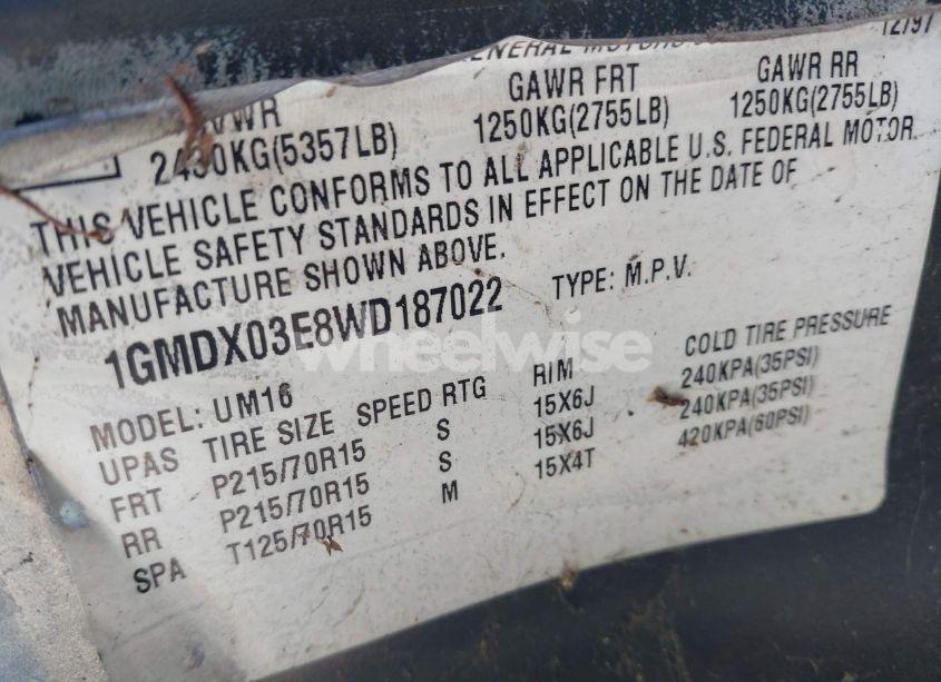 Photo 9 of 1998 Pontiac Trans SPORT (VIN 1GMDX03E8WD187022)