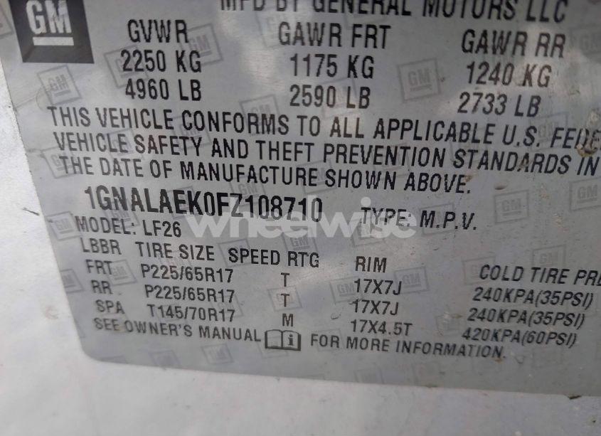 Photo 9 of 2015 Chevrolet Equinox LS (VIN 1GNALAEK0FZ108710)