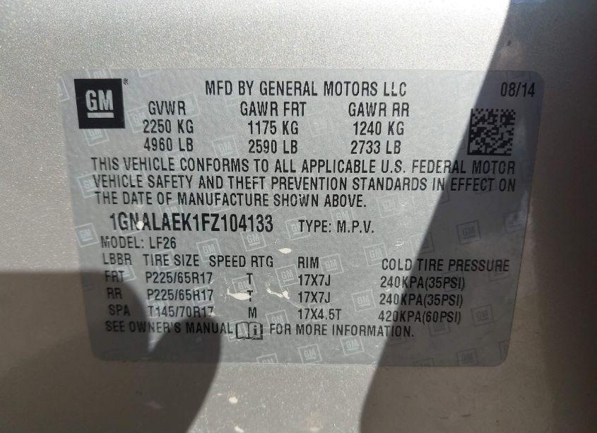 Photo 9 of 2015 Chevrolet Equinox LS (VIN 1GNALAEK1FZ104133)