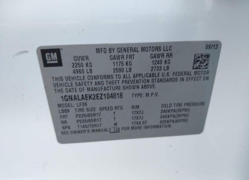 Photo 9 of 2014 Chevrolet Equinox LS (VIN 1GNALAEK2EZ104818)