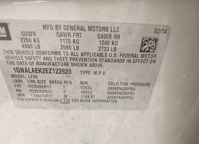 Photo 9 of 2014 Chevrolet Equinox LS (VIN 1GNALAEK2EZ122820)