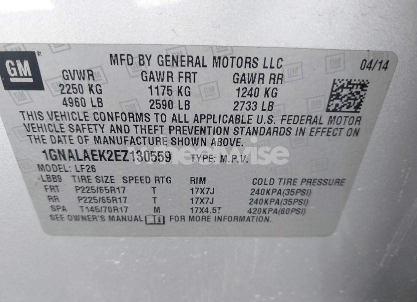 Photo 9 of 2014 Chevrolet Equinox LS (VIN 1GNALAEK2EZ130559)