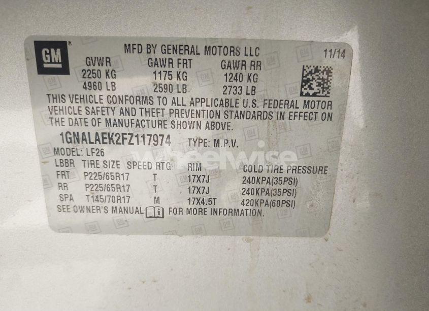 Photo 9 of 2015 Chevrolet Equinox LS (VIN 1GNALAEK2FZ117974)