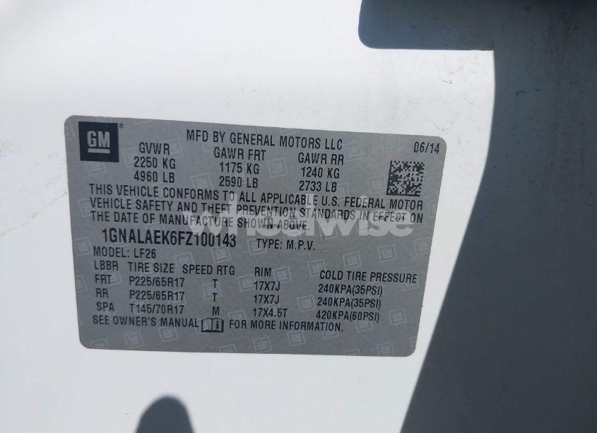 Photo 9 of 2015 Chevrolet Equinox LS (VIN 1GNALAEK6FZ100143)