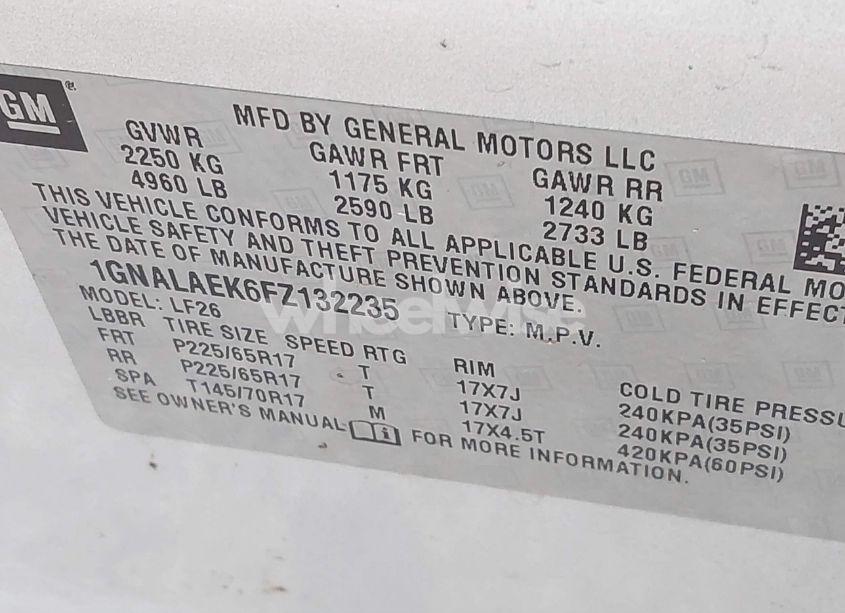 Photo 9 of 2015 Chevrolet Equinox LS (VIN 1GNALAEK6FZ132235)