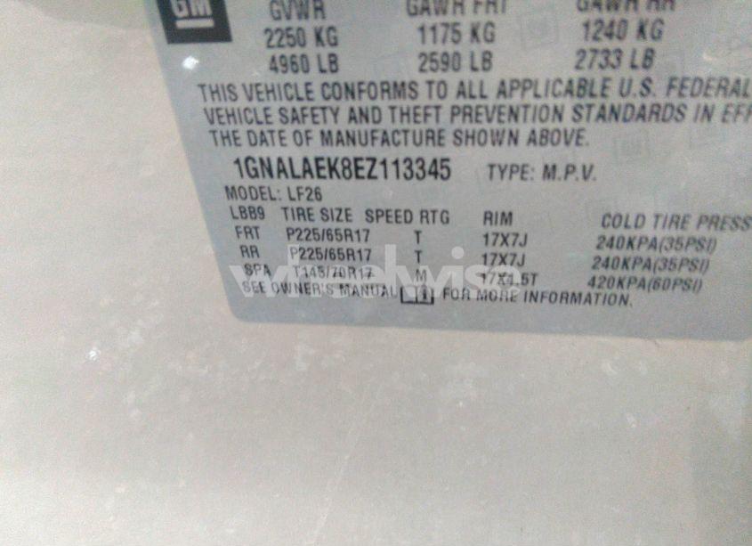 Photo 9 of 2014 Chevrolet Equinox LS (VIN 1GNALAEK8EZ113345)