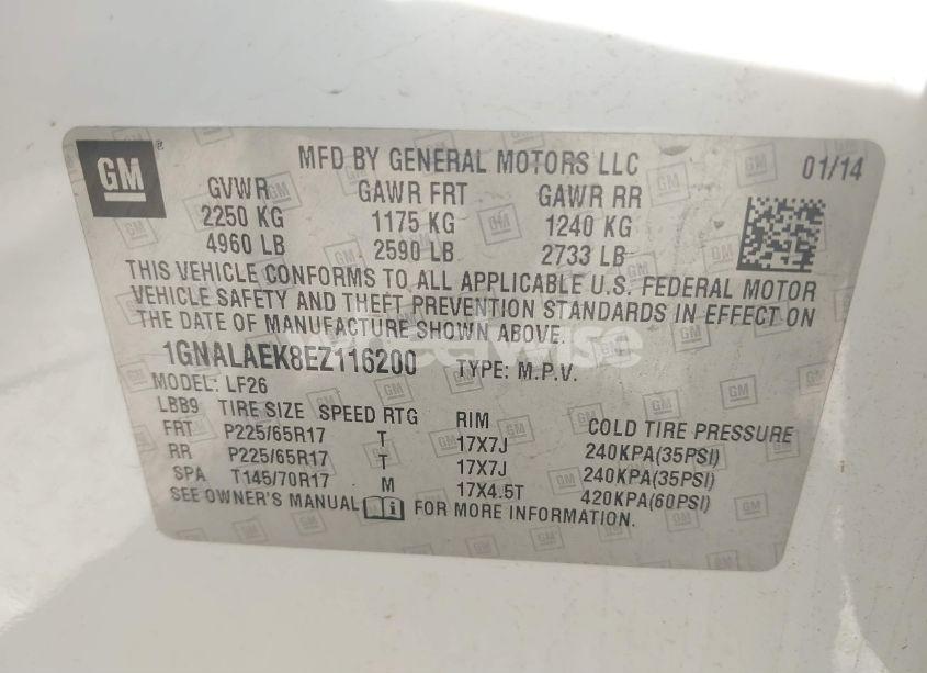 Photo 9 of 2014 Chevrolet Equinox LS (VIN 1GNALAEK8EZ116200)