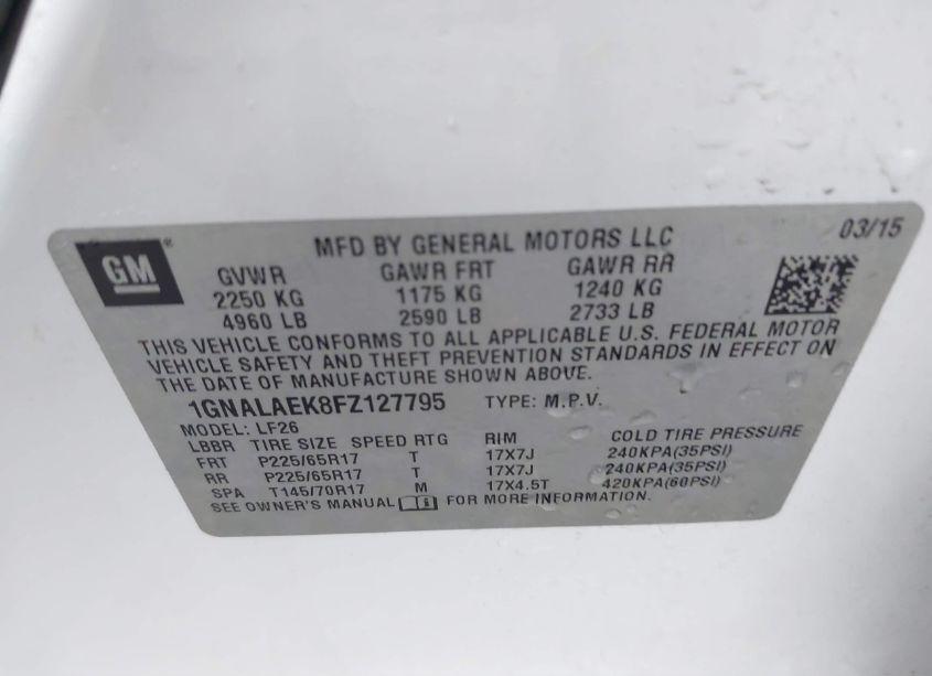 Photo 9 of 2015 Chevrolet Equinox LS (VIN 1GNALAEK8FZ127795)