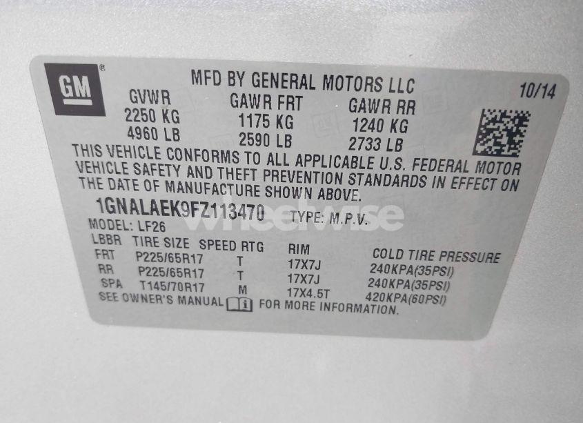 Photo 9 of 2015 Chevrolet Equinox LS (VIN 1GNALAEK9FZ113470)