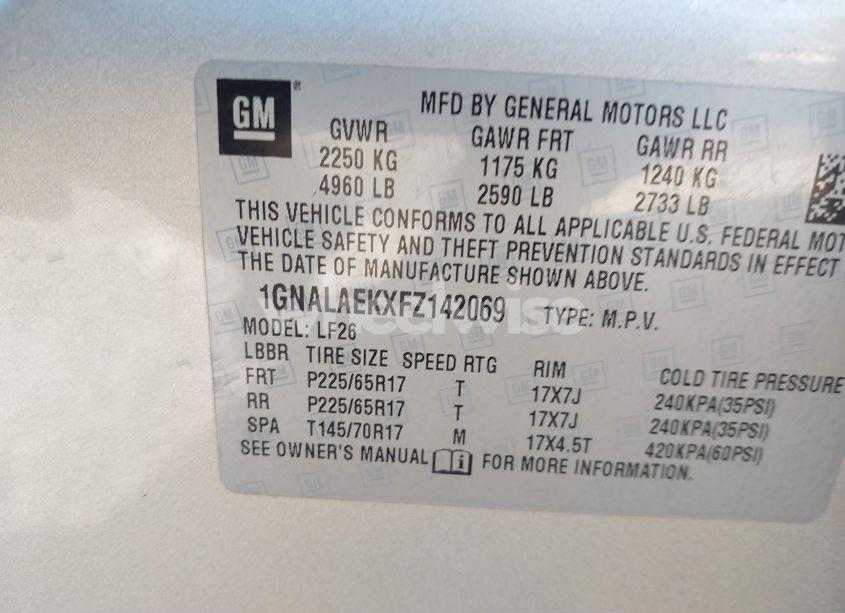 Photo 9 of 2015 Chevrolet Equinox LS (VIN 1GNALAEKXFZ142069)