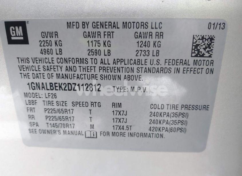 Photo 9 of 2013 Chevrolet Equinox LS (VIN 1GNALBEK2DZ112812)