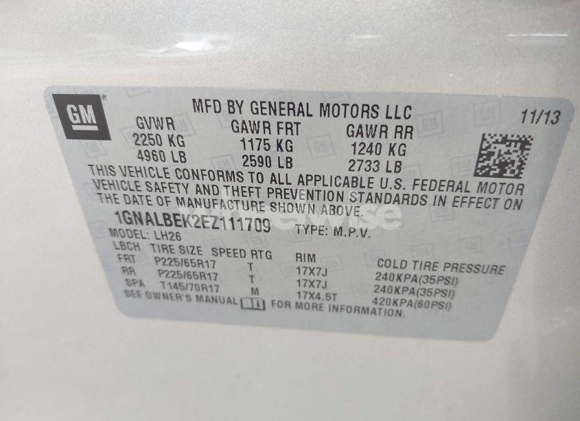 Photo 9 of 2014 Chevrolet Equinox 1LT (VIN 1GNALBEK2EZ111709)