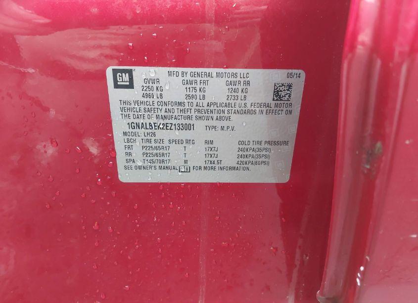 Photo 9 of 2014 Chevrolet Equinox 1LT (VIN 1GNALBEK2EZ133001)