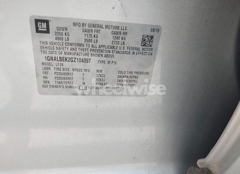 Photo 9 of 2016 Chevrolet Equinox LS (VIN 1GNALBEK2GZ104097)