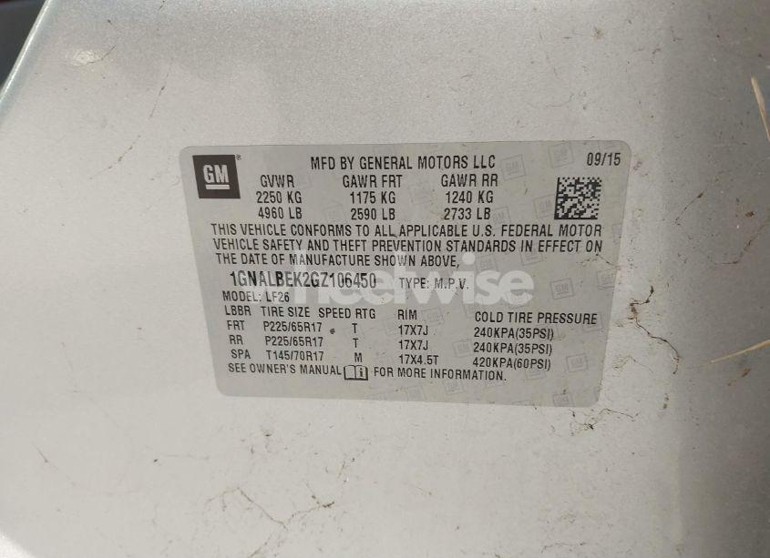 Photo 9 of 2016 Chevrolet Equinox LS (VIN 1GNALBEK2GZ106450)