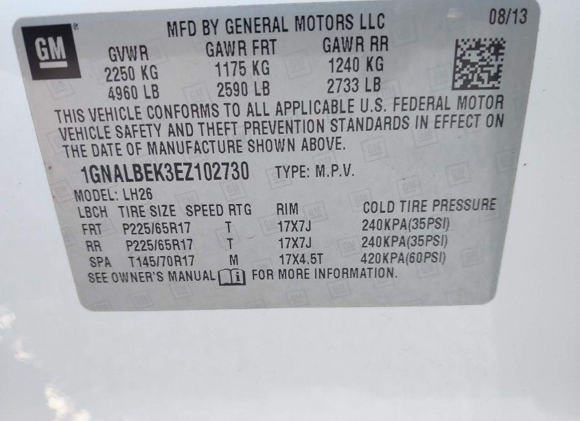 Photo 9 of 2014 Chevrolet Equinox 1LT (VIN 1GNALBEK3EZ102730)