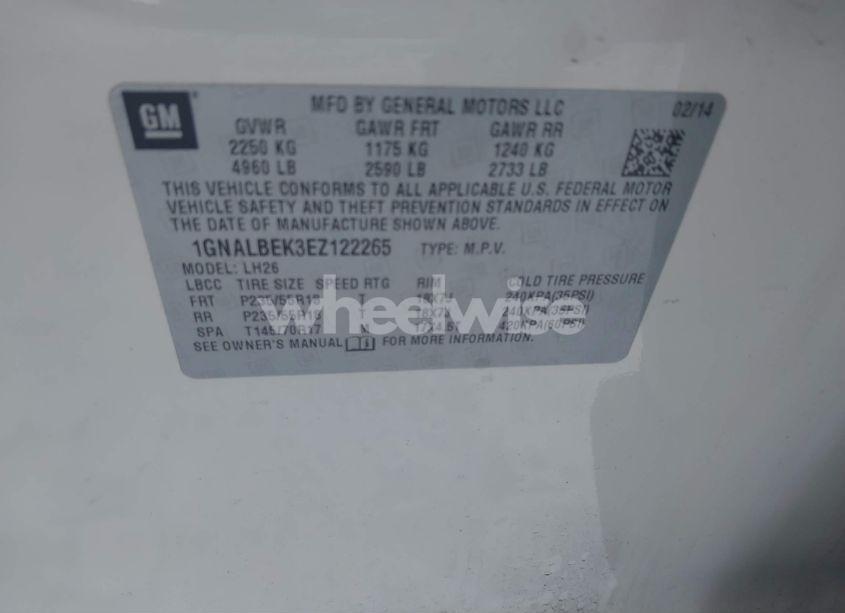 Photo 9 of 2014 Chevrolet Equinox 1LT (VIN 1GNALBEK3EZ122265)