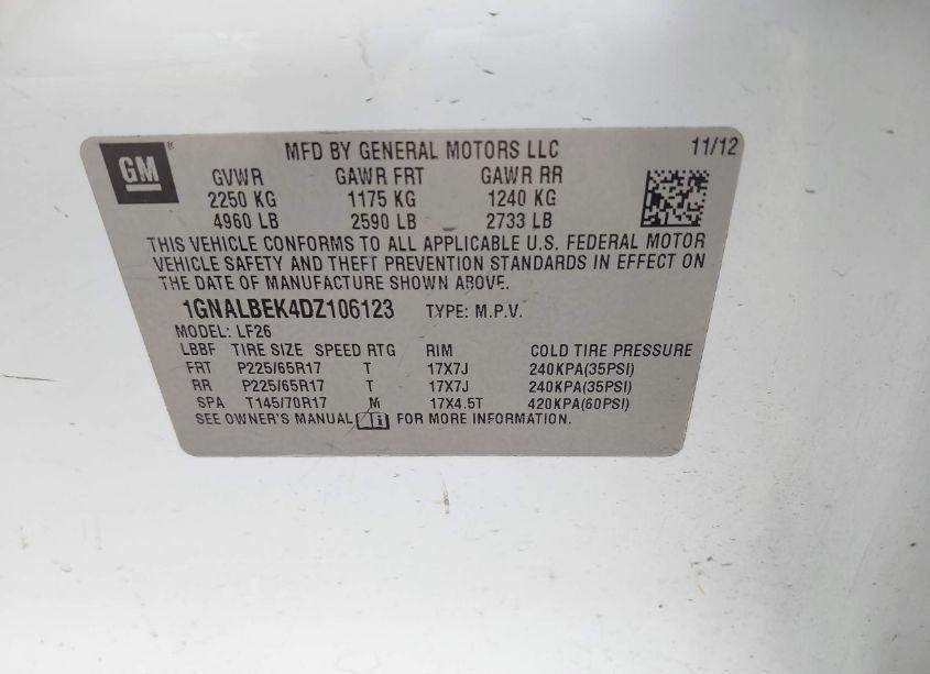 Photo 9 of 2013 Chevrolet Equinox LS (VIN 1GNALBEK4DZ106123)