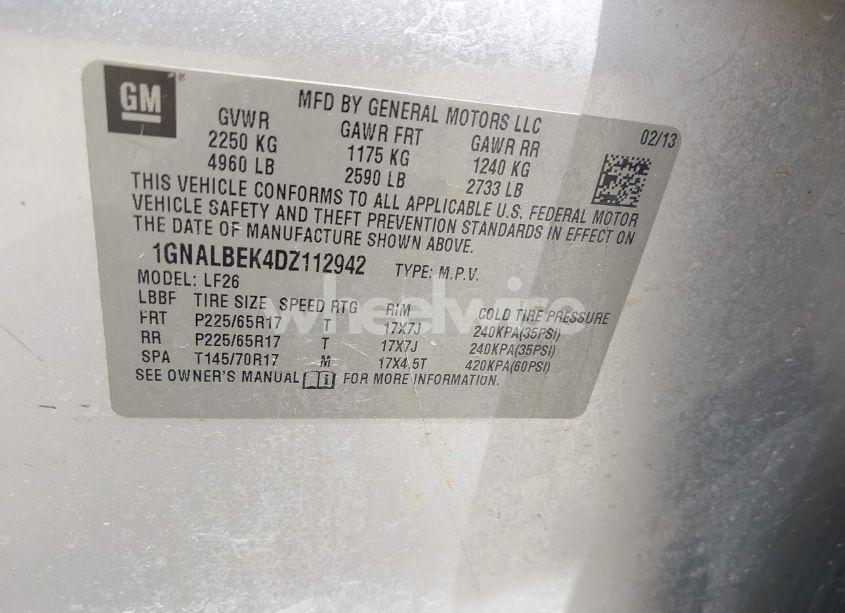 Photo 9 of 2013 Chevrolet Equinox LS (VIN 1GNALBEK4DZ112942)