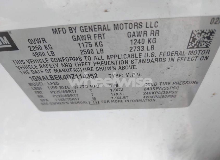 Photo 9 of 2013 Chevrolet Equinox LS (VIN 1GNALBEK4DZ114352)