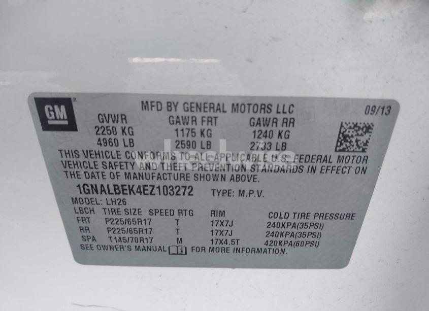 Photo 9 of 2014 Chevrolet Equinox 1LT (VIN 1GNALBEK4EZ103272)