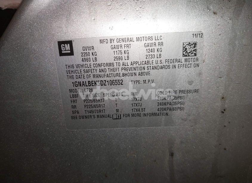 Photo 9 of 2013 Chevrolet Equinox LS (VIN 1GNALBEK5DZ106552)