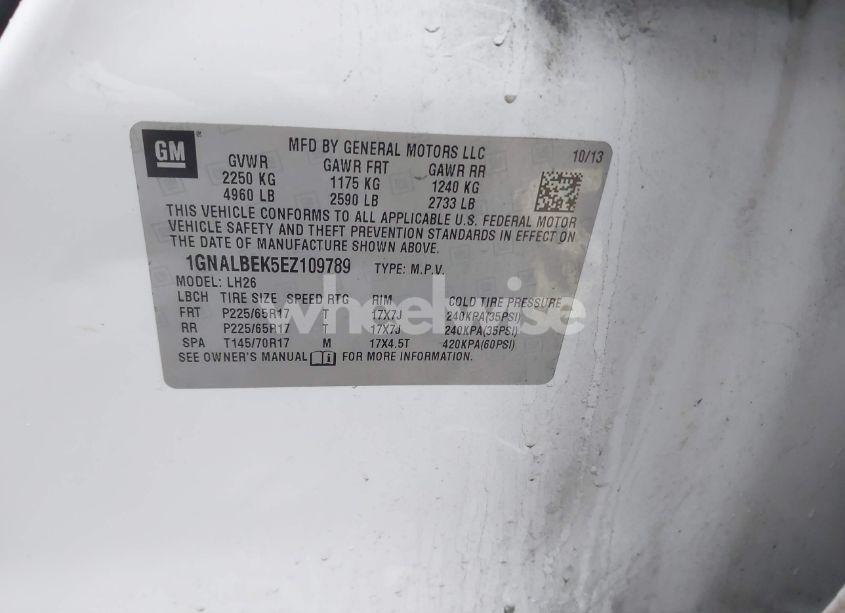 Photo 9 of 2014 Chevrolet Equinox 1LT (VIN 1GNALBEK5EZ109789)