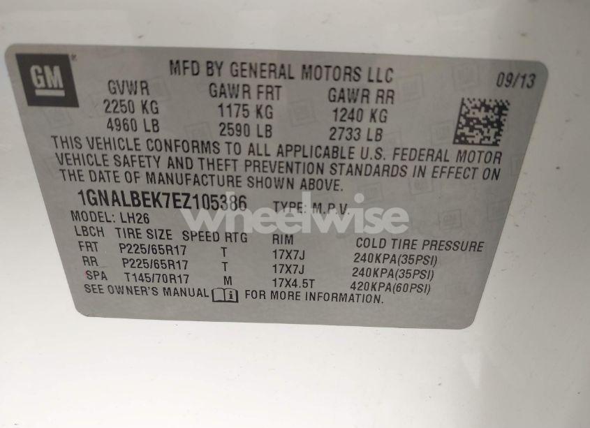 Photo 9 of 2014 Chevrolet Equinox 1LT (VIN 1GNALBEK7EZ105386)