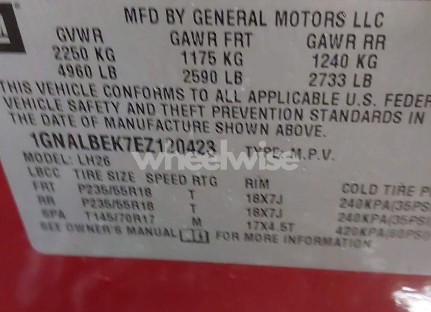 Photo 9 of 2014 Chevrolet Equinox 1LT (VIN 1GNALBEK7EZ120423)