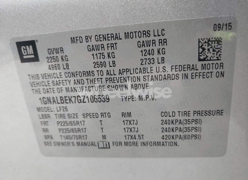 Photo 9 of 2016 Chevrolet Equinox LS (VIN 1GNALBEK7GZ106539)