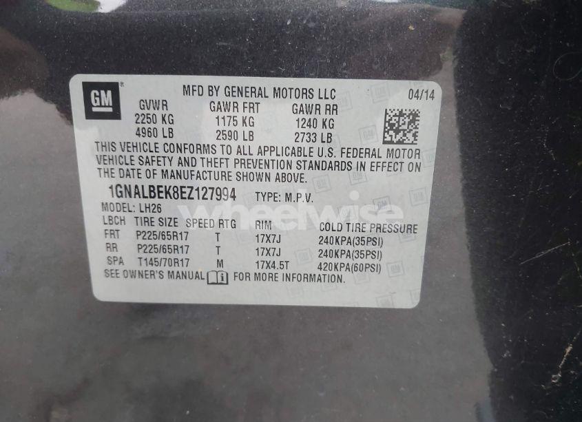 Photo 9 of 2014 Chevrolet Equinox 1LT (VIN 1GNALBEK8EZ127994)