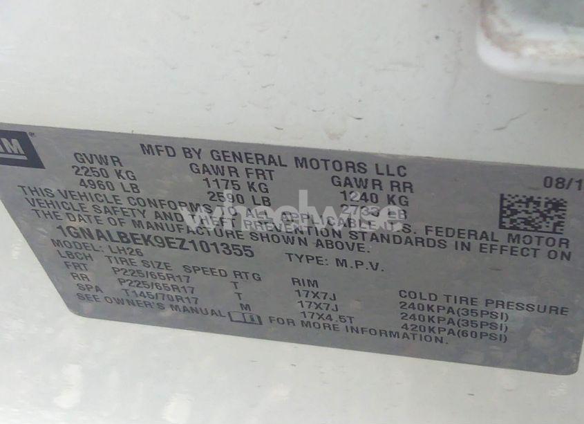 Photo 9 of 2014 Chevrolet Equinox 1LT (VIN 1GNALBEK9EZ101355)