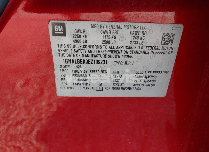 Photo 9 of 2014 Chevrolet Equinox 1LT (VIN 1GNALBEK9EZ109231)