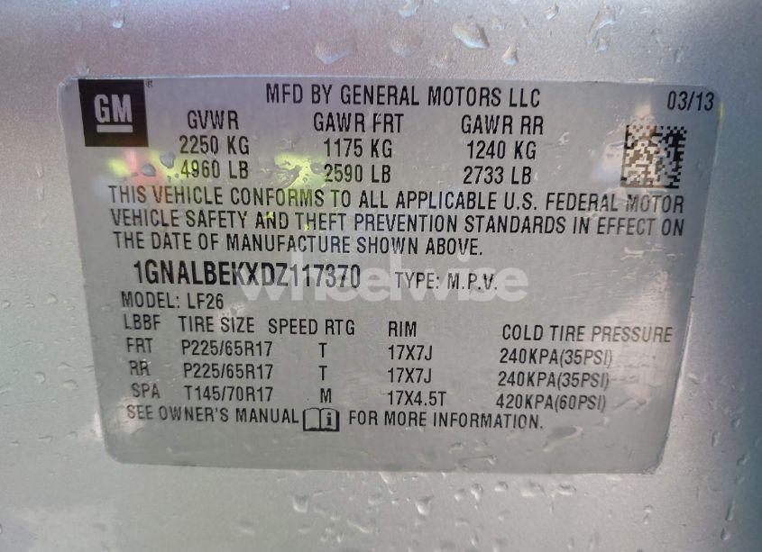 Photo 9 of 2013 Chevrolet Equinox LS (VIN 1GNALBEKXDZ117370)