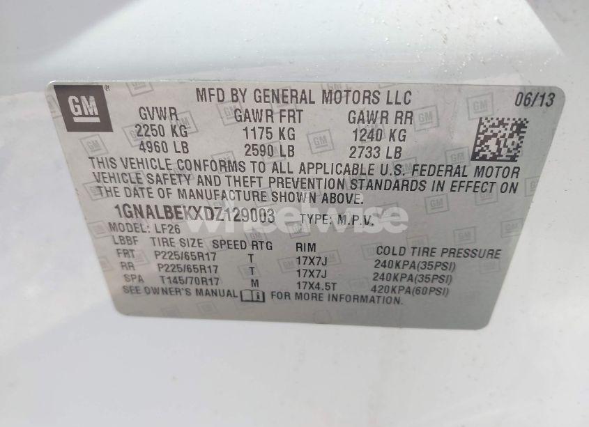 Photo 9 of 2013 Chevrolet Equinox LS (VIN 1GNALBEKXDZ129003)