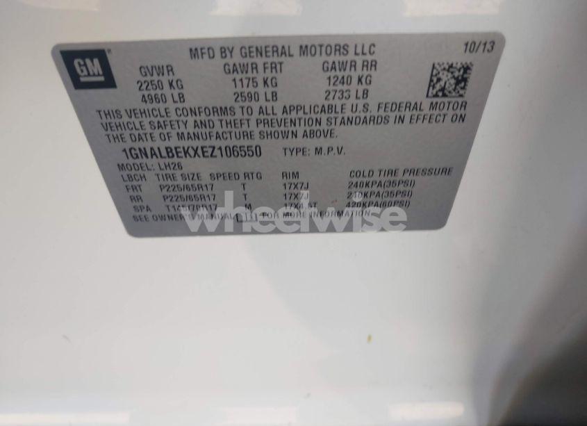 Photo 9 of 2014 Chevrolet Equinox 1LT (VIN 1GNALBEKXEZ106550)