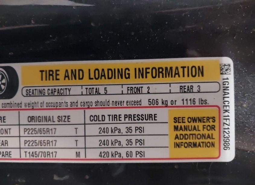 Photo 9 of 2015 Chevrolet Equinox 2LT (VIN 1GNALCEK1FZ123986)