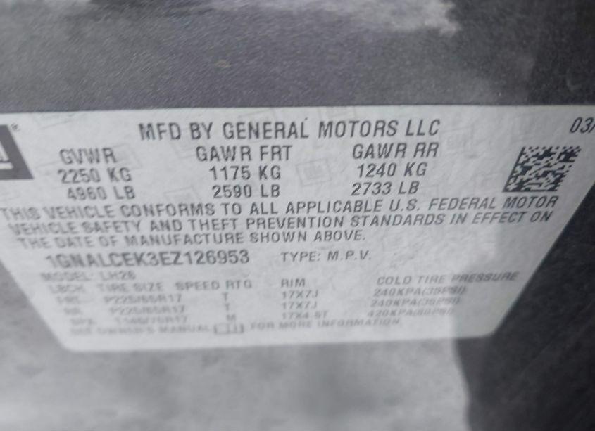 Photo 9 of 2014 Chevrolet Equinox 2LT (VIN 1GNALCEK3EZ126953)