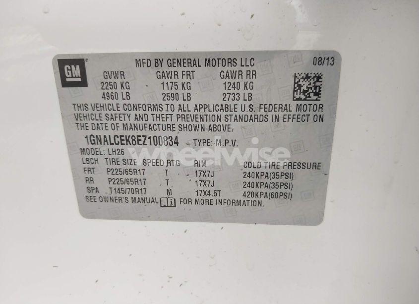 Photo 9 of 2014 Chevrolet Equinox 2LT (VIN 1GNALCEK8EZ100834)