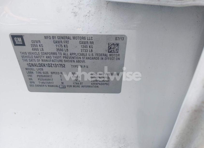 Photo 9 of 2013 Chevrolet Equinox 1LT (VIN 1GNALDEK1DZ131752)