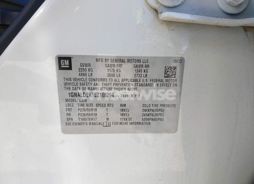 Photo 9 of 2014 Chevrolet Equinox LTZ (VIN 1GNALDEK1EZ108294)