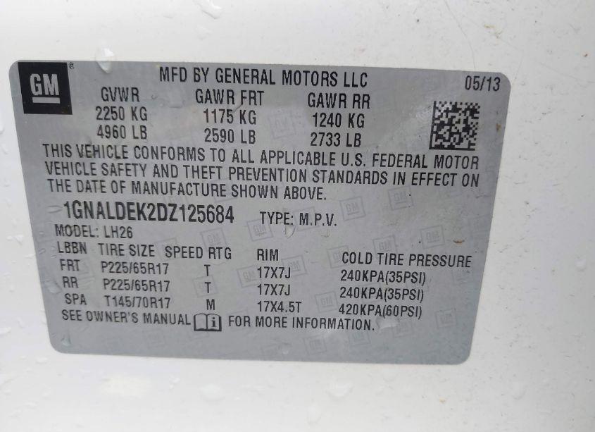 Photo 9 of 2013 Chevrolet Equinox 1LT (VIN 1GNALDEK2DZ125684)