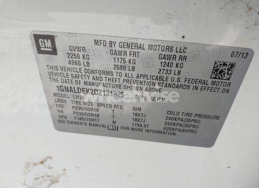 Photo 9 of 2013 Chevrolet Equinox 1LT (VIN 1GNALDEK2DZ131825)