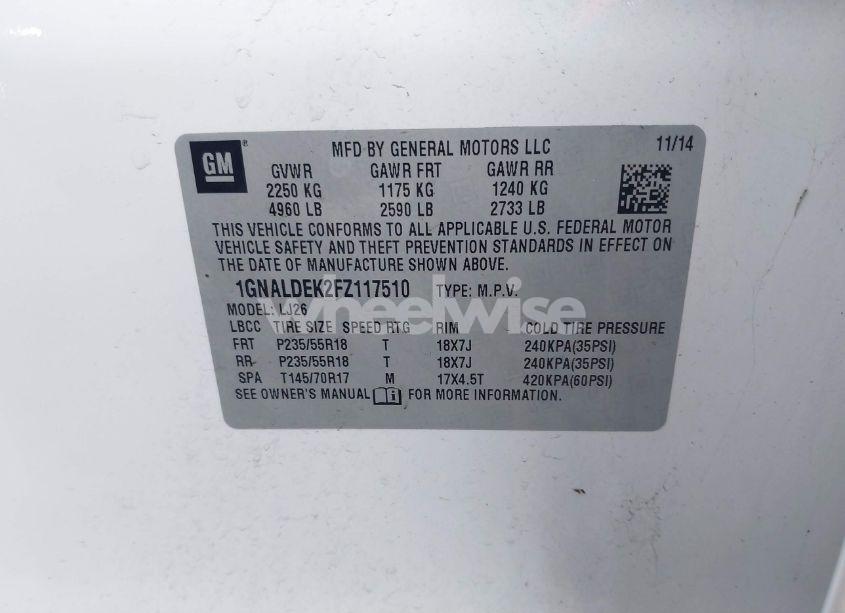 Photo 9 of 2015 Chevrolet Equinox LTZ (VIN 1GNALDEK2FZ117510)