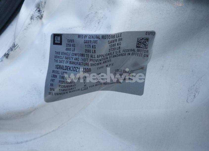 Photo 9 of 2013 Chevrolet Equinox 1LT (VIN 1GNALDEK3DZ112300)