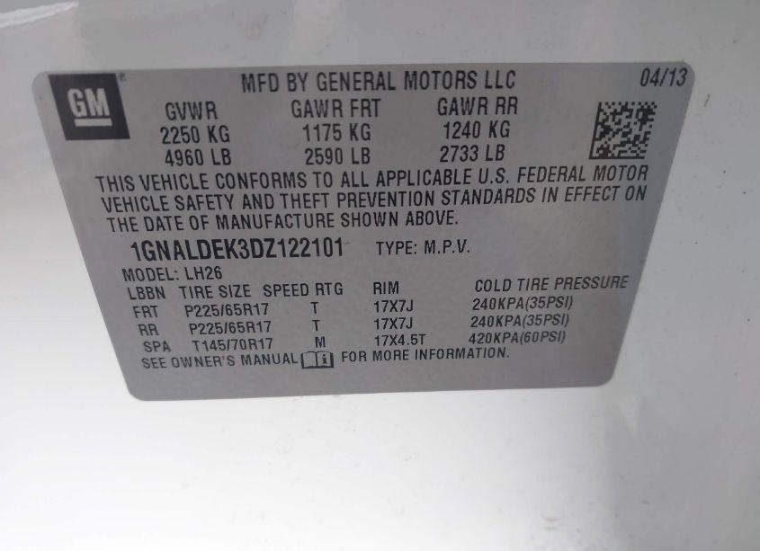 Photo 9 of 2013 Chevrolet Equinox 1LT (VIN 1GNALDEK3DZ122101)